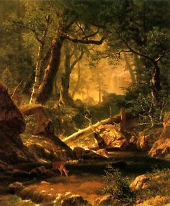 247x300 Deer Forest White Mountains New Hampshire Painting By Albert - Deer In The Forest Painting