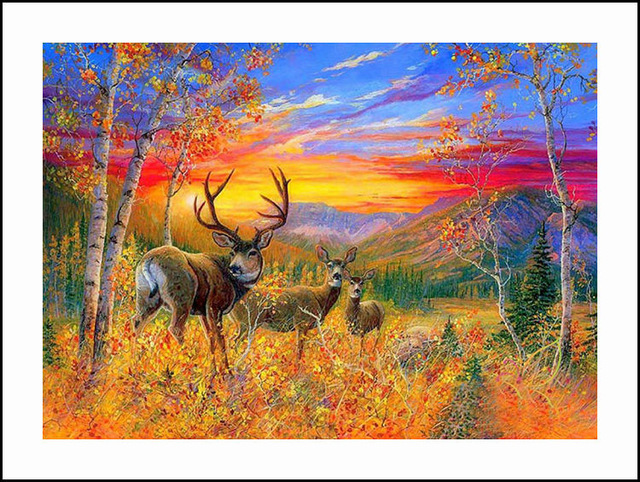 640x482 Deer In Woods Diamond Embroidery 5d Painting Cross Stitch Mosaic - Deer In The Woods Painting