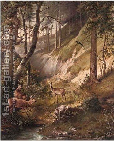372x458 Deer In The Woods Vinzenz Kreuzer Reproduction 1st Art Gallery - Deer In The Woods Painting