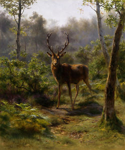 250x300 Monarch Deer In The Woods Wildlife Animal Painting By Rosa Bonheur - Deer In The Woods Painting