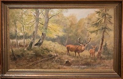 400x258 Beautiful Vintage Oil Painting Of Deer In The Woods Signed W - Deer In The Woods Painting