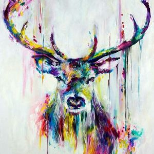 300x300 China Best Selling Handmade Items Colorful Abstract Paintings - Deer Oil Painting