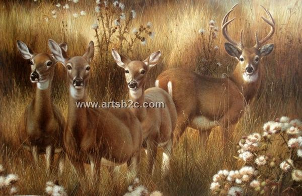 600x390 Classical Animal Oil Painting The Deer Op Ca4 5 - Deer Oil Painting