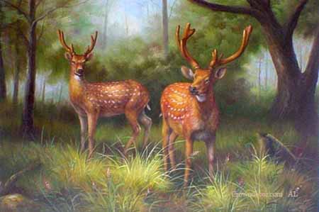 450x299 Wholesale High Quality Reprodued Deer Oil Paintings To Toronto - Deer Oil Painting