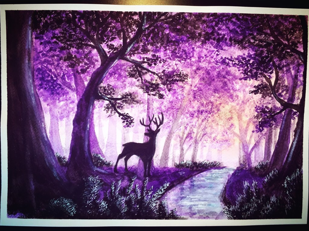 1024x767 A Deer Painting By Abkei - Deer Painting