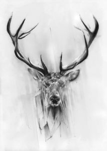 214x300 Abstract Deer Painting Canvas Wall Art Home Decor Animal - Deer Painting