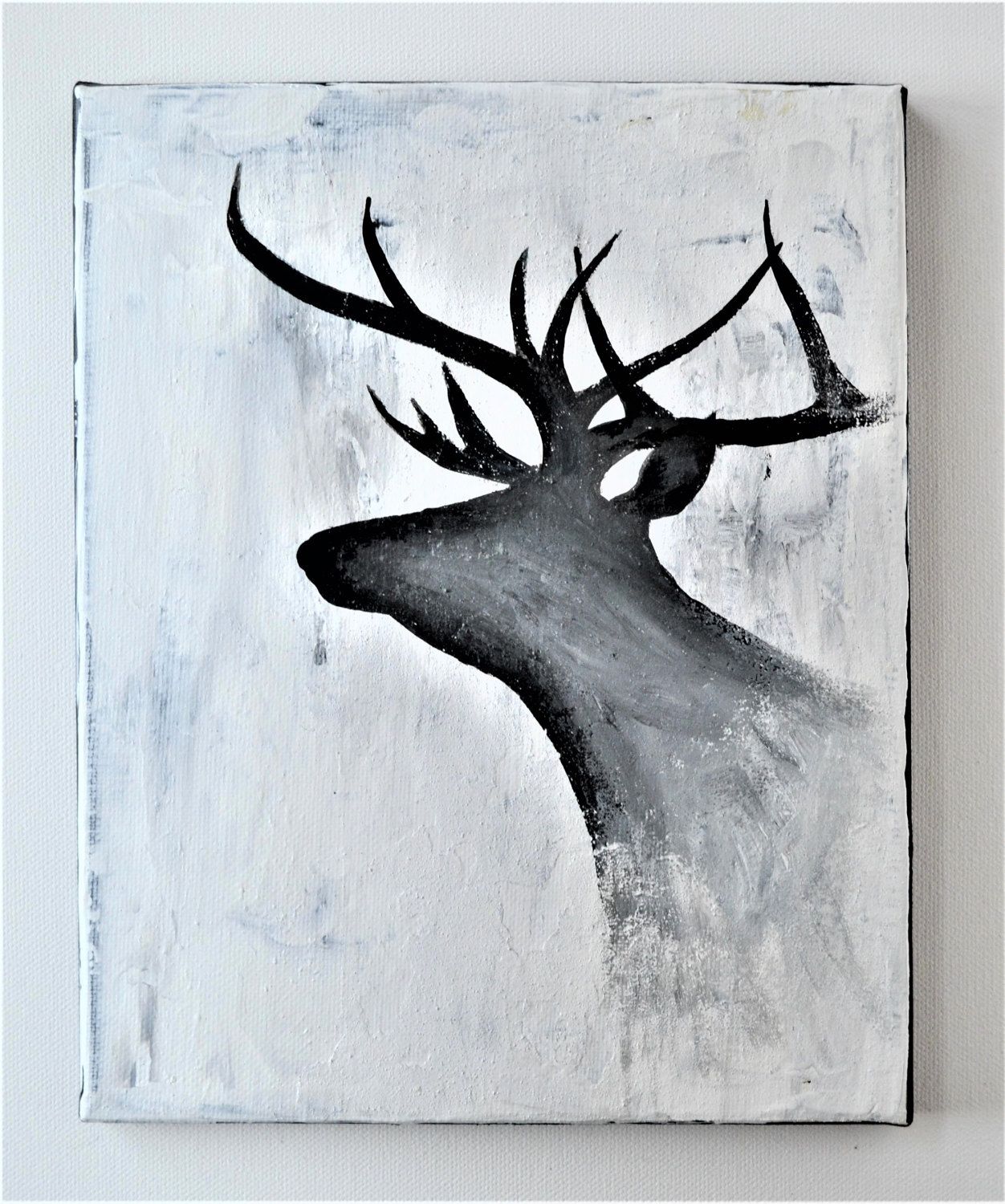 1252x1500 Elk, Deer, Antlers, Buck, Rustic Abstract Original Acrylic - Deer Painting Abstract