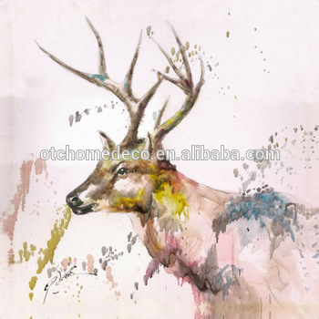 350x350 Handpainted Abstract Deer Canvas Oil Painting - Deer Painting Abstract