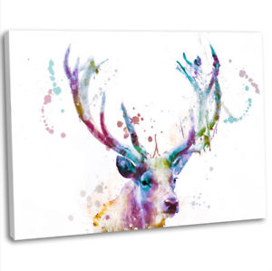 300x299 Stag Deer Head Abstract Painting Canvas Print Framed Wall Art - Deer Painting Abstract