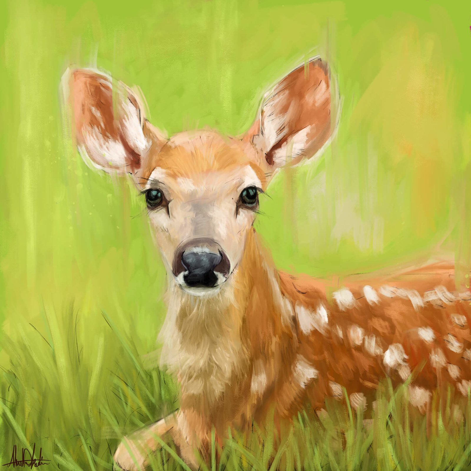 1600x1600 Artstation - Deer Painting Images