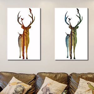 300x300 Modern Abstract Deer Painting Canvas Simple Animals Art Print - Deer Painting On Canvas