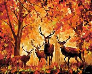 300x240 Paint By Number Kit Diy Acrylic Oil Painting Canvas Autumn Forest - Deer Painting On Canvas