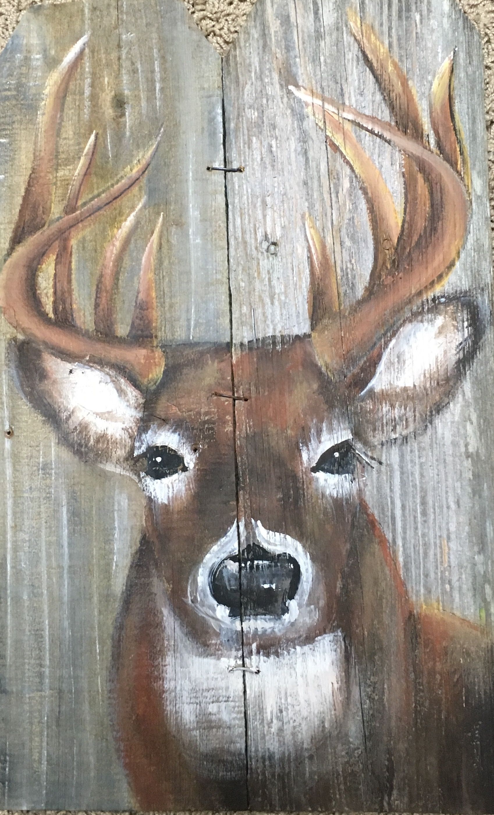 1698x2799 Deer Painted On Barn Wood Tole Painting Barn Wood - Deer Painting On Wood
