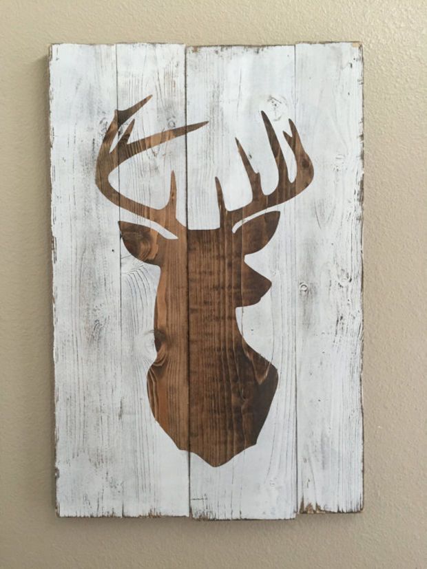 620x827 Diy Deer Head Wall Decor - Deer Painting On Wood