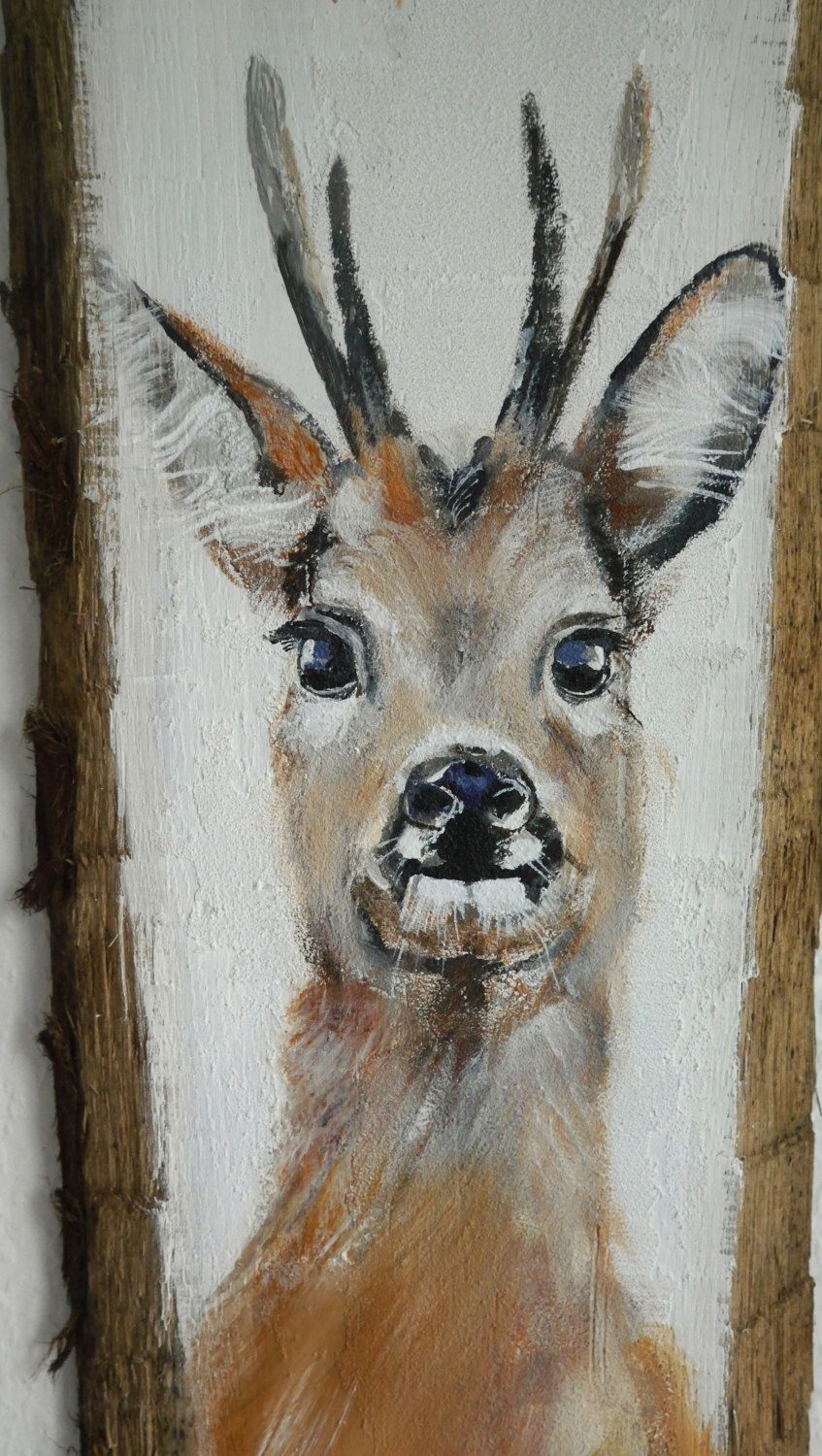 847x1500 Acrylic Painting Wood, Animal, White, Brown, Black, Deer - Deer Painting On Wood