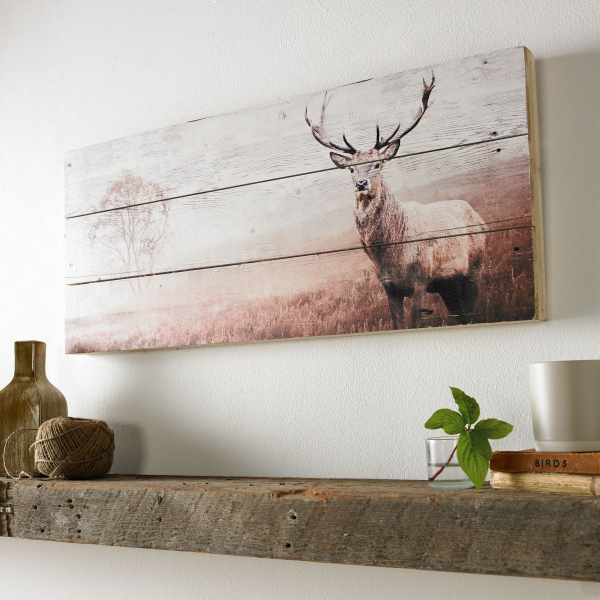 1200x1200 Stag Print On Wood Wall Art Wall Art Uk Graham Amp Brown - Deer Painting On Wood