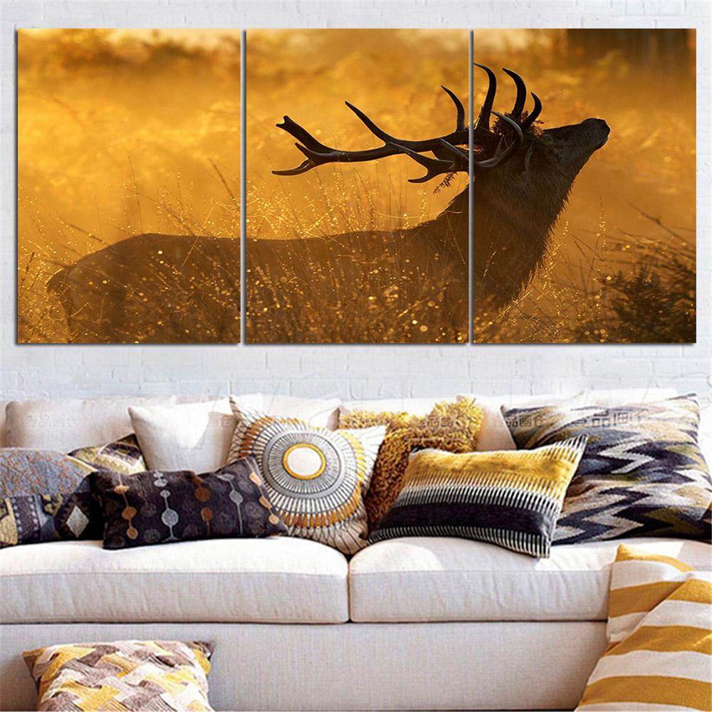1000x1000 Modern Animal Oil Painting Deer Silhouette Wall Art Posters - Deer Silhouette Painting