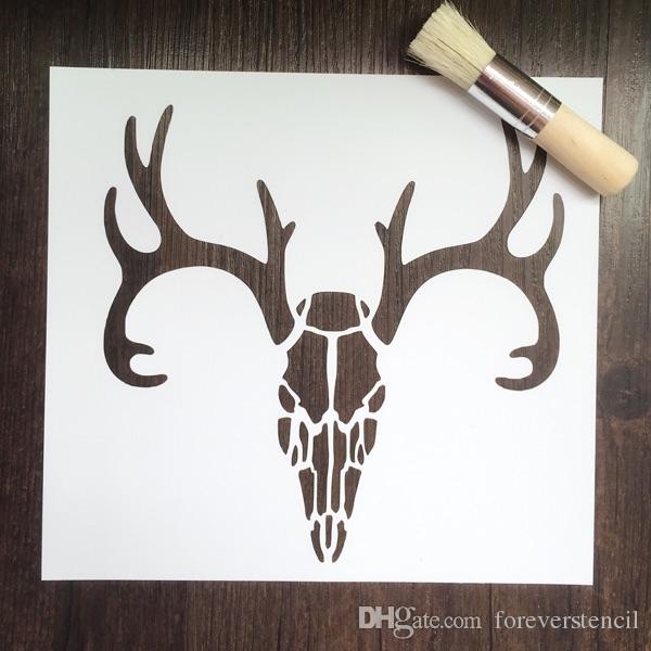 600x600 Online Cheap Cheap White Deer Skull Stencils Masking Template - Deer Skull Canvas Painting