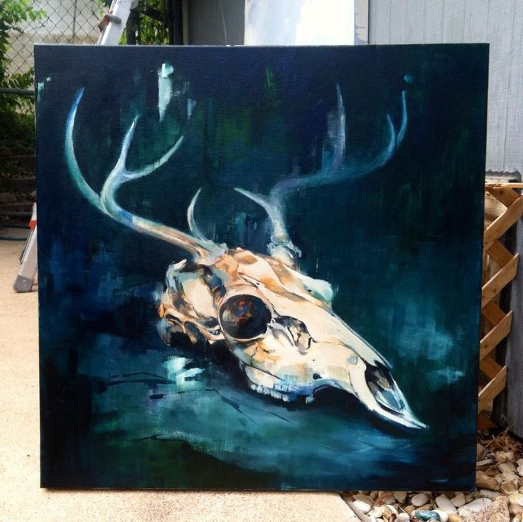 736x734 S Media Cache 736x 01 De 91 - Deer Skull Canvas Painting