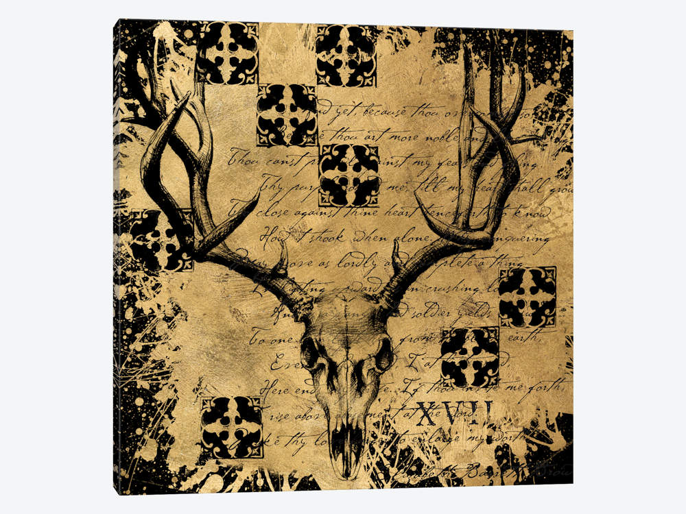 1000x750 Bampg Deer Skull Canvas Artwork By Art Licensing Studio Icanvas - Deer Skull Canvas Painting