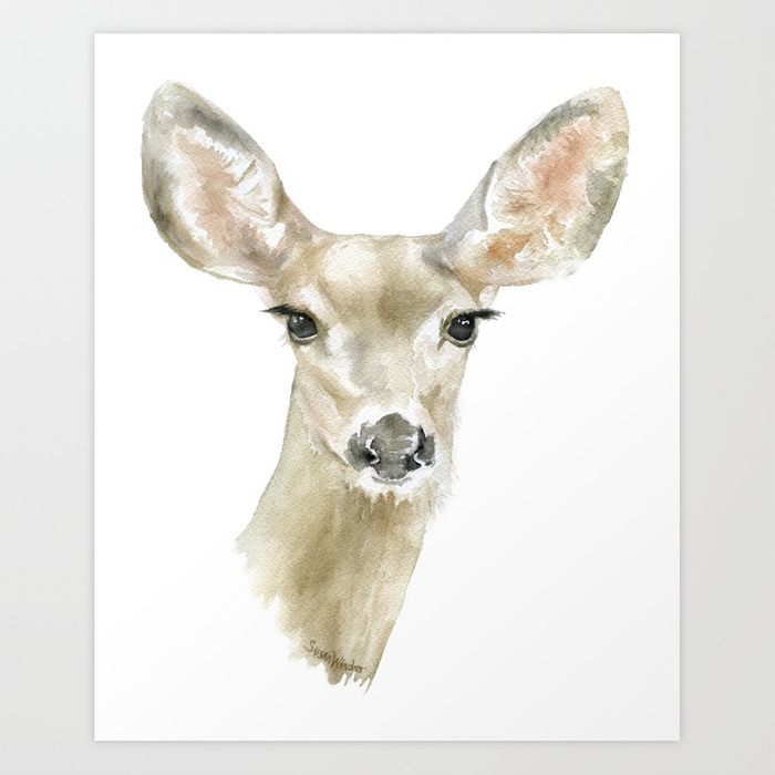 700x700 Doe Deer Watercolor Painting Fine Art Art Print By Susanwindsor - Deer Watercolor Painting
