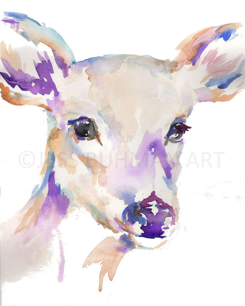 800x1000 April Deer Watercolor Painting Print Deer Watercolor - Deer Watercolor Painting