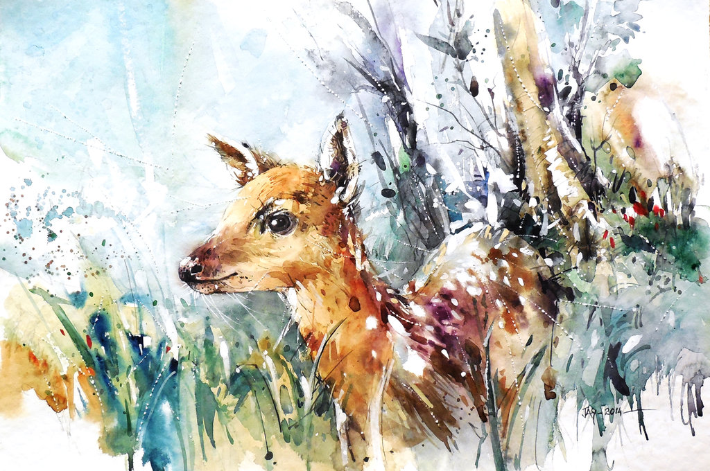 1024x680 Wildlife Watercolor - Deer Watercolor Painting