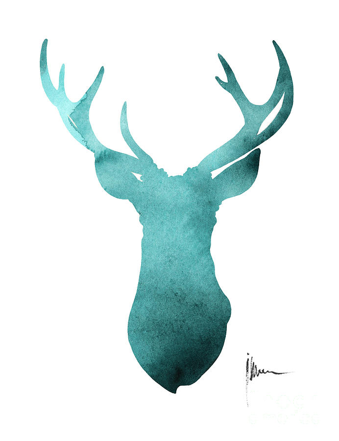 692x900 Blue Deer Antlers Watercolor Art Print Painting Painting By Joanna - Deer Watercolor Painting