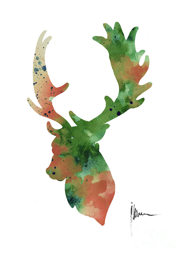 652x900 Deer Antlers Silhouette Watercolor Art Print Painting Painting By - Deer Watercolor Painting