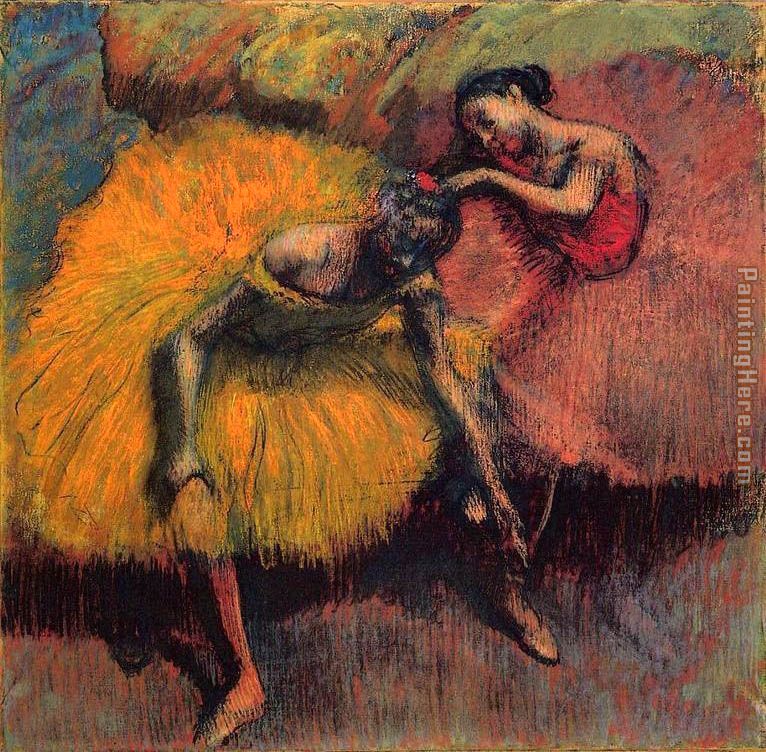 766x752 Edgar Degas Two Dancers In Yellow And Pink Painting Anysize 50 - Degas Painting