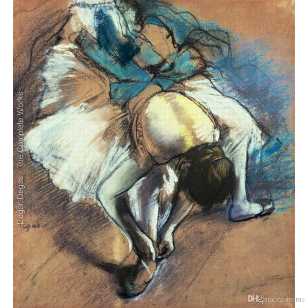 1000x1000 Figurative Oil Paintings Edgar Degas Dancer Fastening Her Pump - Degas Painting