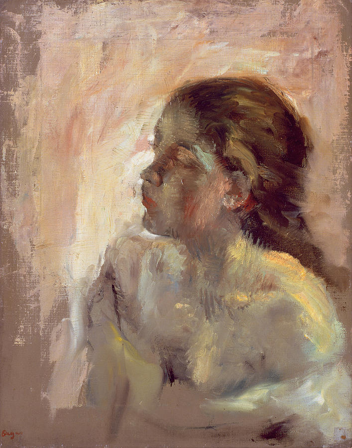 707x900 Study Of A Girls Head, Late 1870s Painting By Edgar Degas - Degas Painting