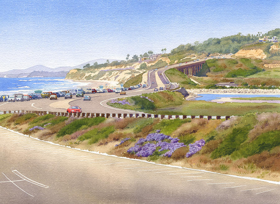 900x656 Pacific Coast Hwy Del Mar Painting By Mary Helmreich - Del Mar Painting