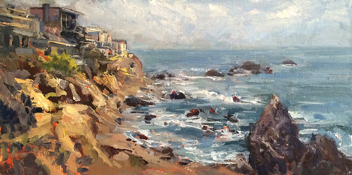 720x357 Sparkling Cliffs, Corona Del Mar Painting By Anthony Salvo - Del Mar Painting