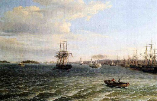 520x337 Thomas Birch View Of Philadelphia Looking South On The Delaware - Delaware River Painting