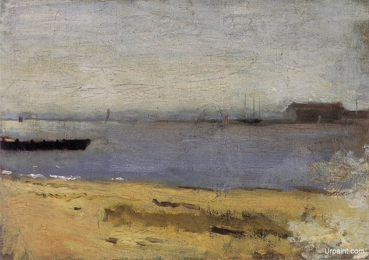 1200x845 Delaware River Scene Thomas Eakins Realism Landscape - Delaware River Painting