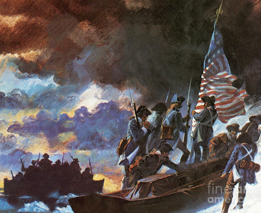 900x735 George Washington And His Men Crossing The Half Frozen Delaware - Delaware River Painting