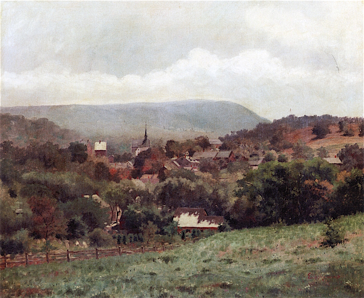1248x1024 Delaware Water Gap Village Painting Louis M. Eilshemius Oil - Delaware Water Gap Painting