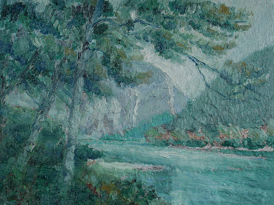 900x675 Delaware Water Gap From Kittatinny Point Ii Painting By Stephen - Delaware Water Gap Painting