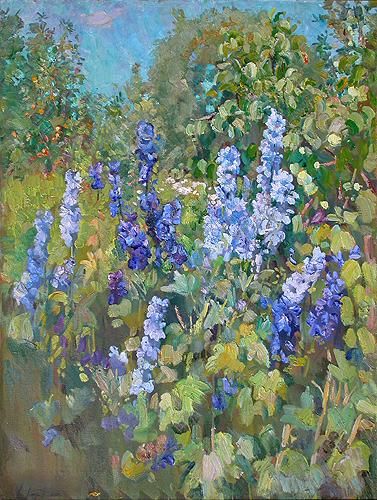 Delphinium Painting at PaintingValley.com | Explore collection of ...