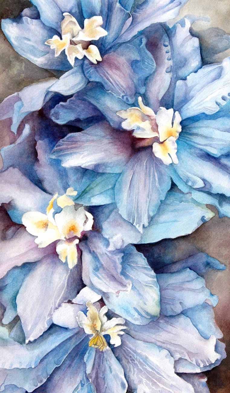 761x1296 I'Ve Been Unable To Identify The Artist Of This Work. If You Have - Delphinium Painting