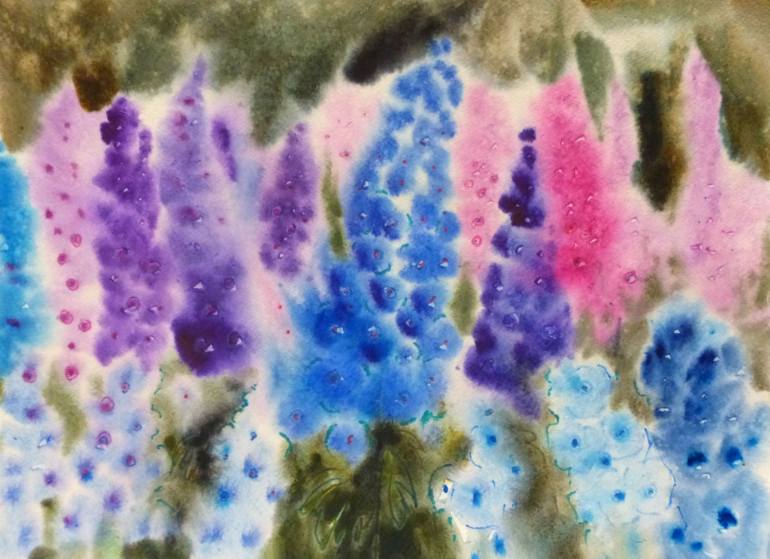 770x559 Saatchi Art Delphinium Painting By Anastasiya Kachina - Delphinium Painting