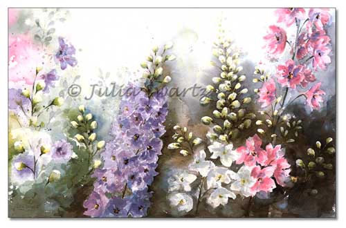 500x330 Watercolor Painting Of Delphiniums - Delphinium Painting