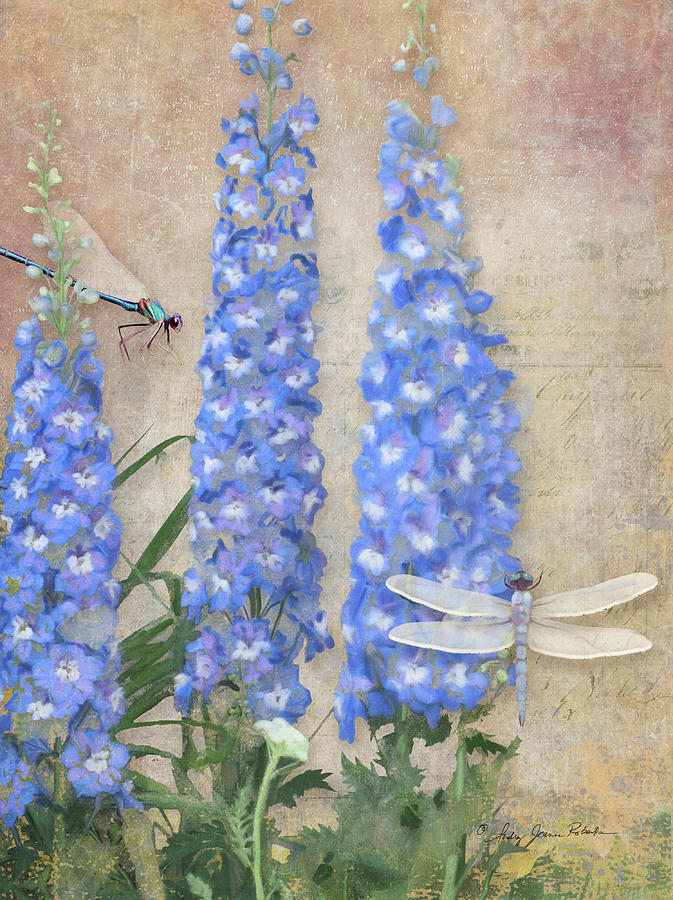 673x900 Dancing In The Wind - Delphinium Painting
