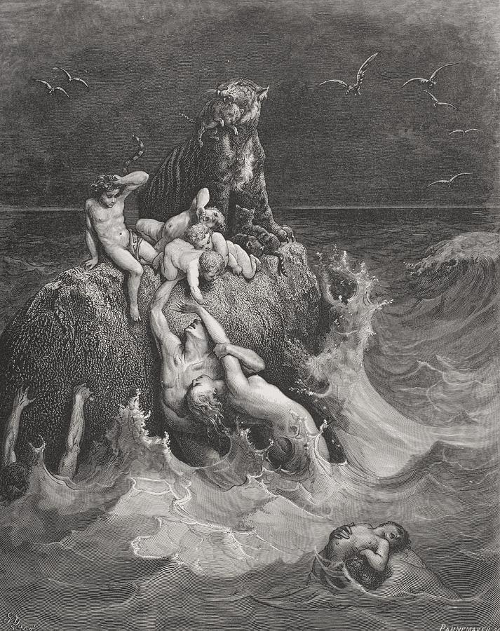 713x900 The Deluge Painting By Gustave Dore - Deluge Painting