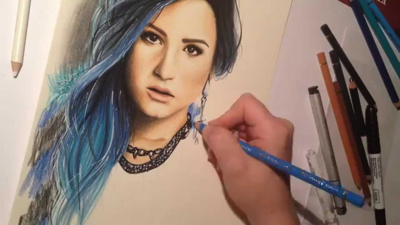 1280x720 Speed Drawing Of Demi Lovato With Colored Pencils - Demi Lovato Painting