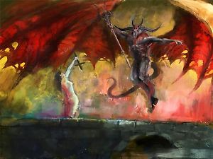 300x225 Painting Devil Demon Woman Wings Trident Horns Bridge Cool Poster - Demon Painting