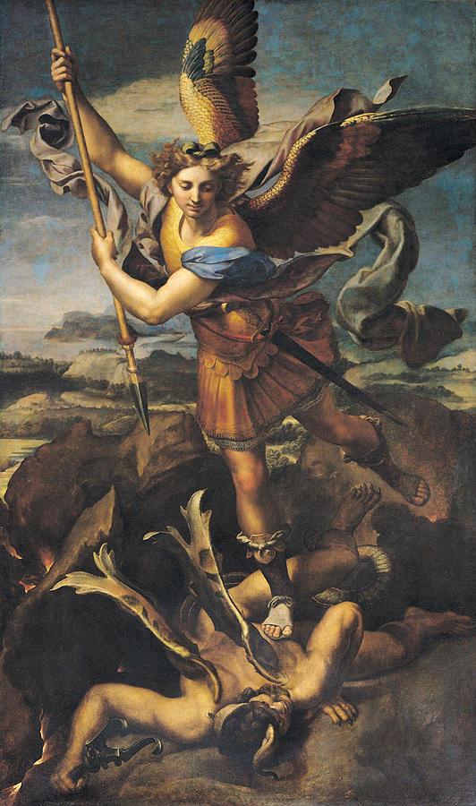 532x900 Saint Michael Overwhelming The Demon Painting By Raphael - Demon Painting