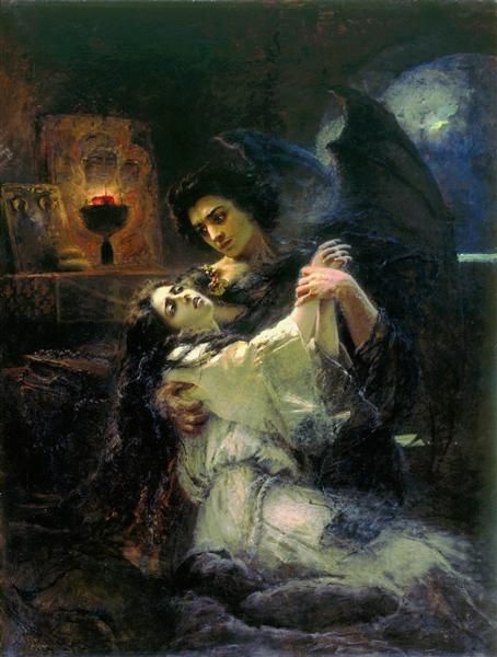 454x600 Tamara And Demon, 1889 By Konstantin Makovsky. Romanticism - Demon Painting