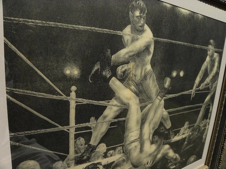720x540 George Bellows (1882 1925) Famous Boxing Subject Lithograph Print - Dempsey And Firpo Painting